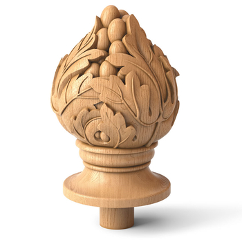 Grapes wooden finial, Decorative newel post cap